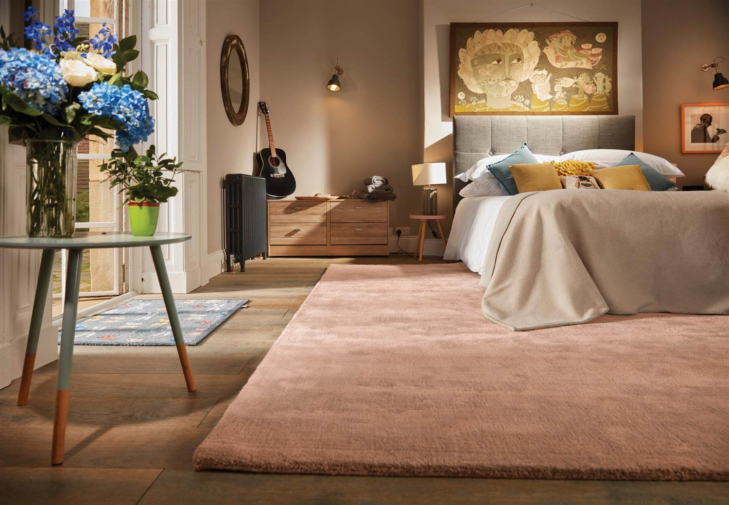 Hush Solid Coral Pink Luxury Rug - Regal Rugs